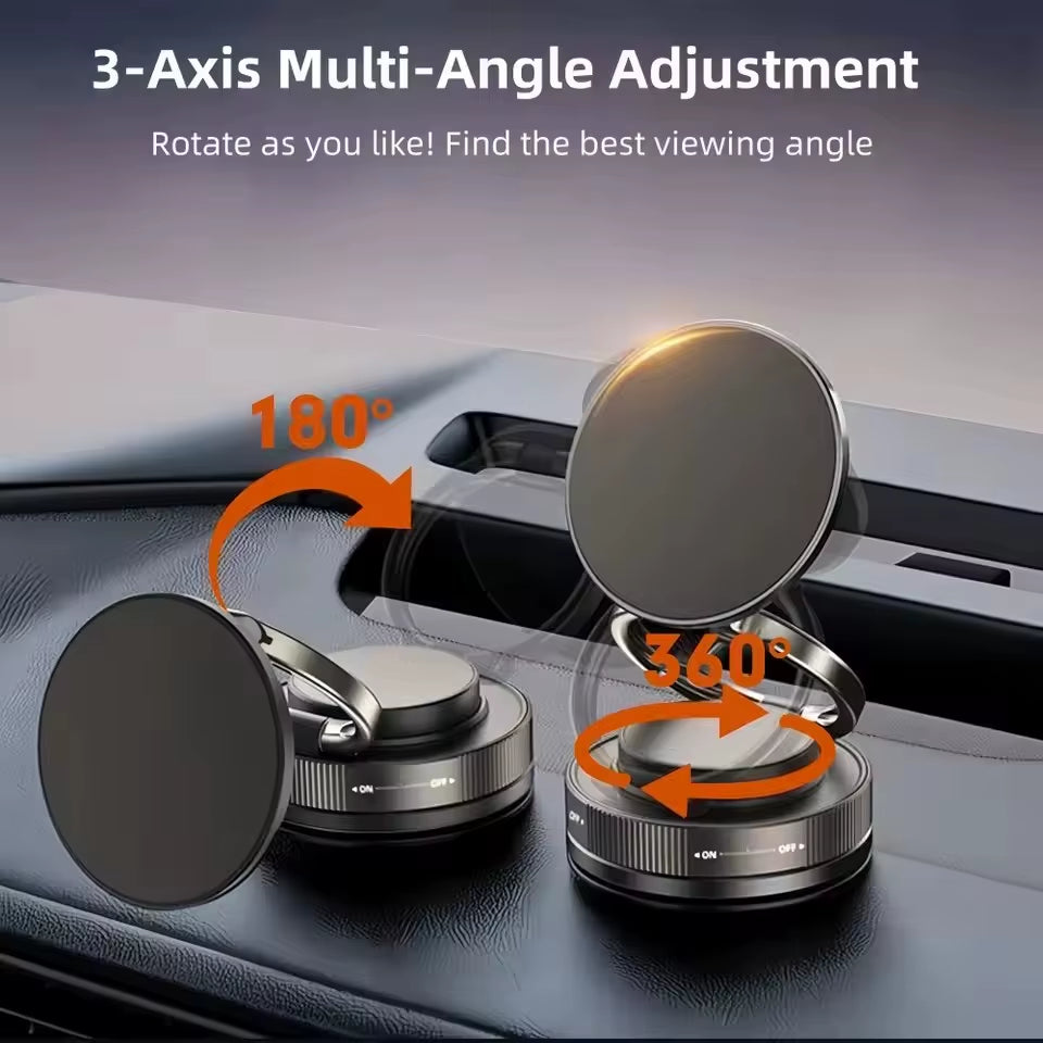 Car Phone Magnetic Stand with Mechanical Vacuum Suction Cup, 360 Degree Rotation ° Magnetic Adsorption Bracket Navigation  Holder