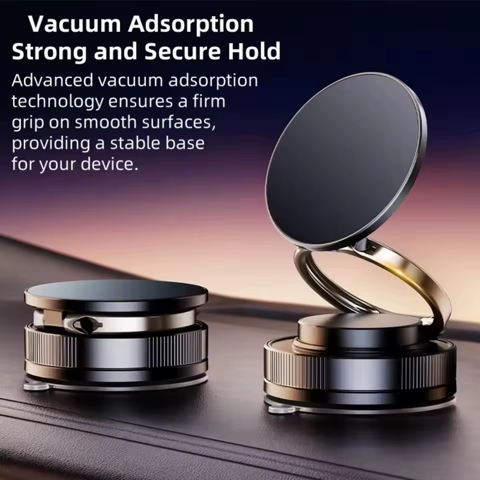 Car Phone Magnetic Stand with Mechanical Vacuum Suction Cup, 360 Degree Rotation ° Magnetic Adsorption Bracket Navigation  Holder
