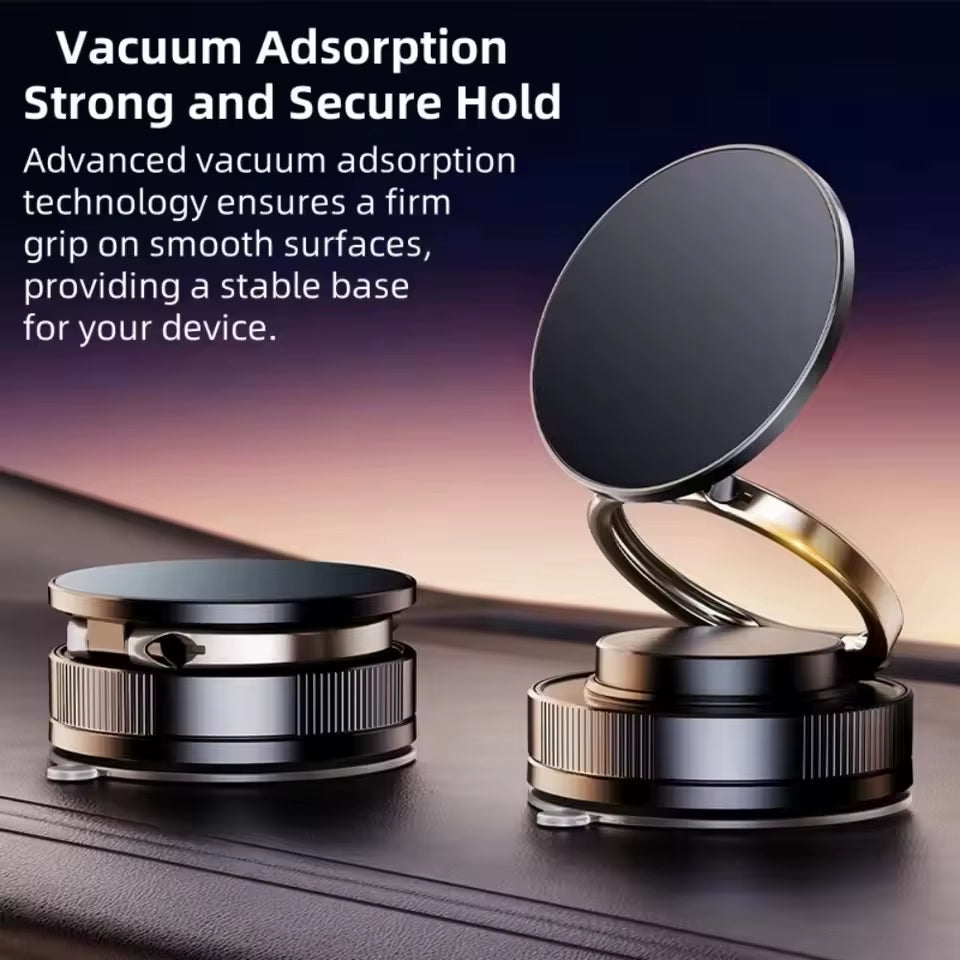 Car Phone Magnetic Stand with Mechanical Vacuum Suction Cup, 360 Degree Rotation ° Magnetic Adsorption Bracket Navigation  Holder